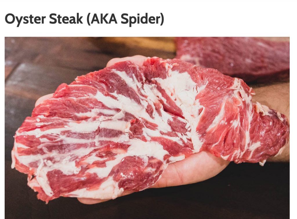 corte de carne arañita se dice oyster steak o spider steak en ingles